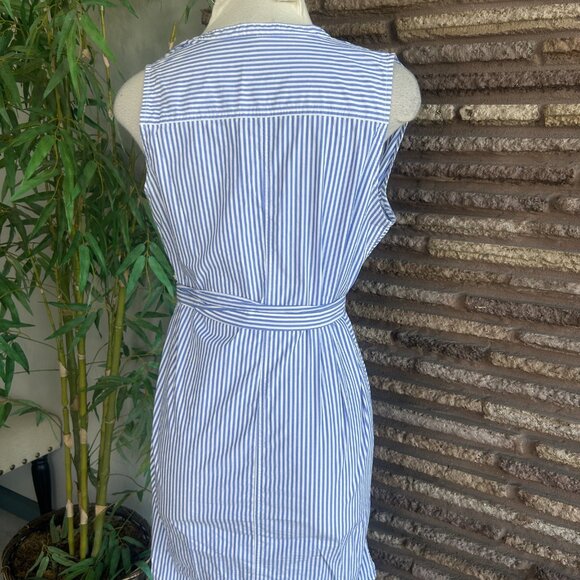 J. Crew Collection Sleeveless Shirtdress in Striped Cotton Poplin Size Small - Picture 8 of 10